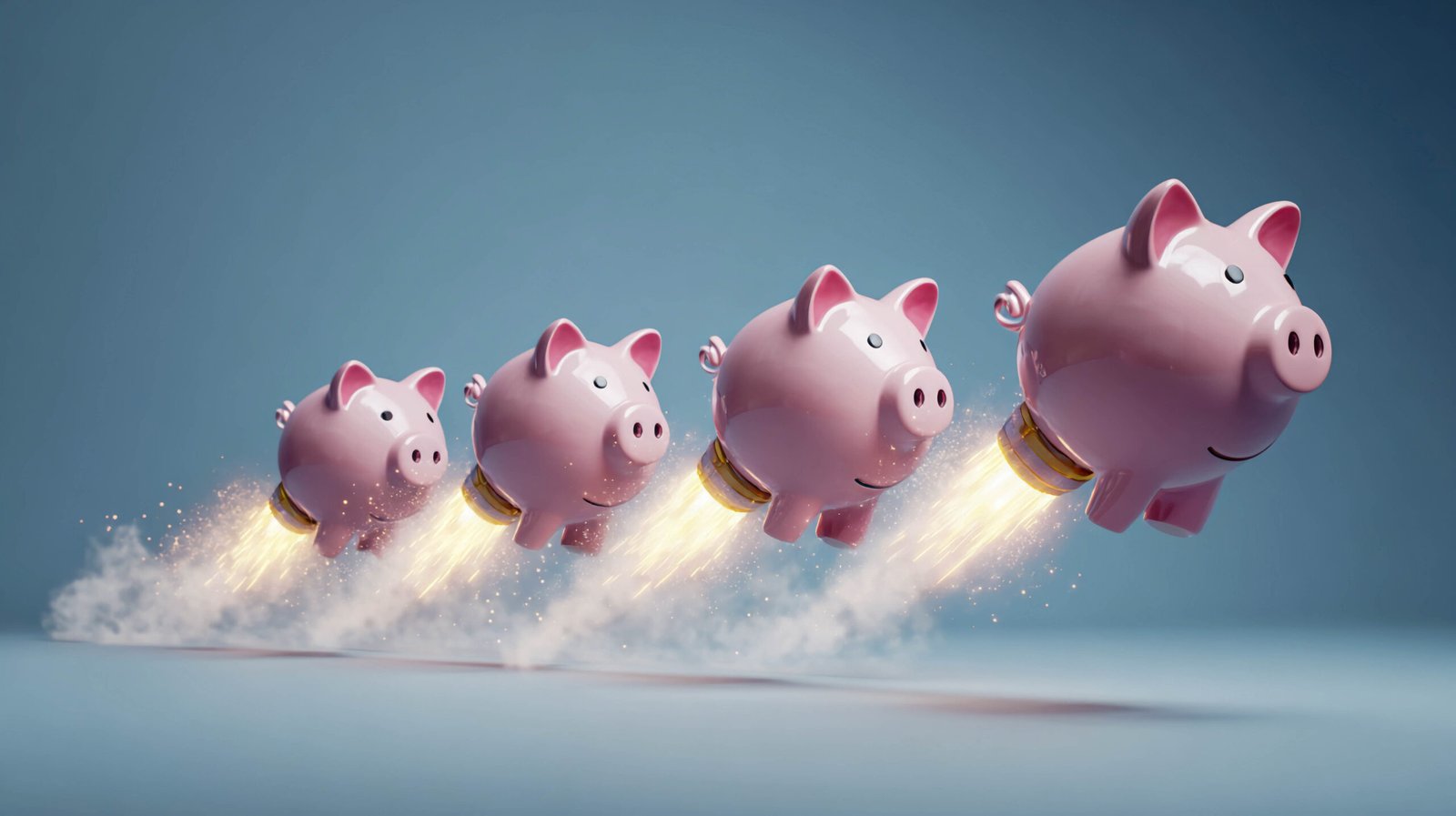 Tirelires-fusées symbolisant la croissance d'un placement financier